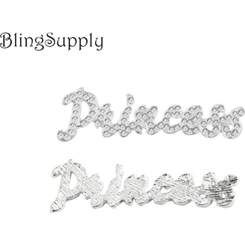 Free shipping 10PCS 50*15mm flatback princess rhinestone button word letter(BTN-5603)