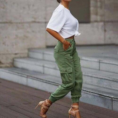 Autumn Women Multi Pockets High Waist Pants Trousers Loose Cargo Casual Sweatpants Hip Hop Punk Harajuku Streetwear Pants