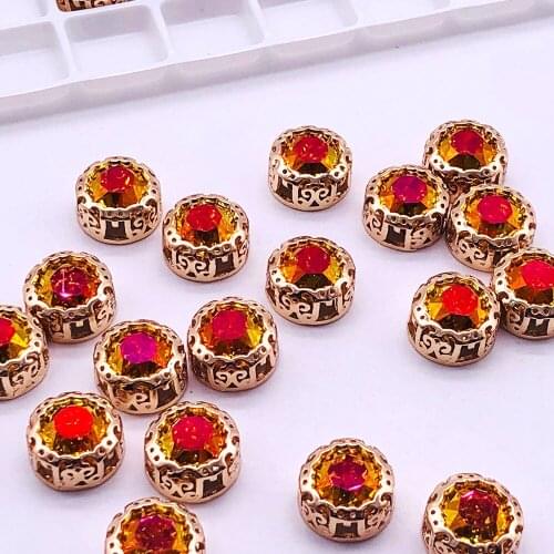 10mmSewing beads and ornaments charms Button jewelry round beads with holes glass crystals for needlework accessories decoration