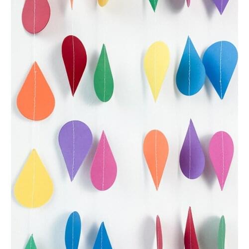 Colorful Water Drop Pendant Paper Garland String Wedding Party Baby Shower Birthday Party Decoration Supplies