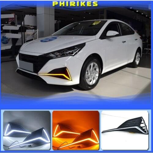 For Hyundai Accent Solaris Verna 2020 LED DRL Daytime Running Light Fog Lamp 12V Car Running Lights