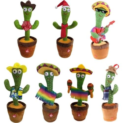 1PC Electronic Shake Singing Dancing Cactus 32CM Funny Stuffed Plush Plant Toys Gifts for Adults Kids Baby