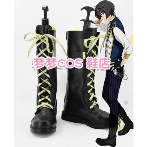 Ensemble Stars Knights Ritsu Sakuma Black Cosplay Shoes Boots For Halloween Festival Custom-Made