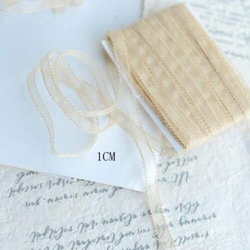 Hot sale Deep cream-colored silk organza eyelash lace ribbon lace accessories H334