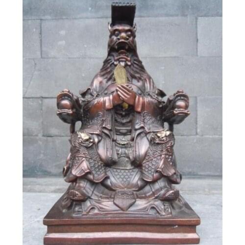 Chinese red bronze carved Buddhism dragon figure of dragon king Sculpture statue