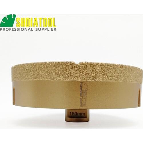 SHDIATOOL Dia 150mm Vacuum Brazed Diamond Drilling Core Bits M14 Thread Connection Drill Bits Diamond Height 15mm Stone Hole Saw