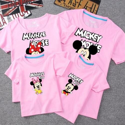 Disney Summer Matching Mother Daughter Clothes Matching Mickey Minnie Print Family Look Family Matching Parent-child Outfit