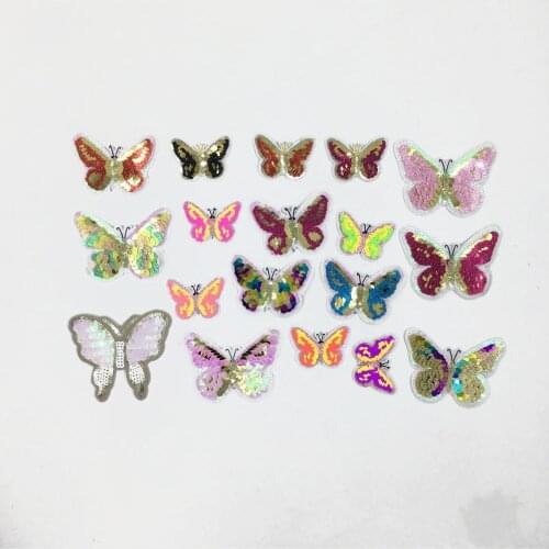 Fashion Cartoon Butterfly Sequin Patch Embroidery Clothes Ironing Stickers DIY Decorative Patches Sewing Clothes Accessories