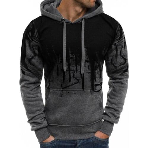 Mens Hoodies Sweatshirts Hooded Streetwear 2020 Mens Fashion Long-sleeved Round Neck Gradien Color Printing Blouse hoodies