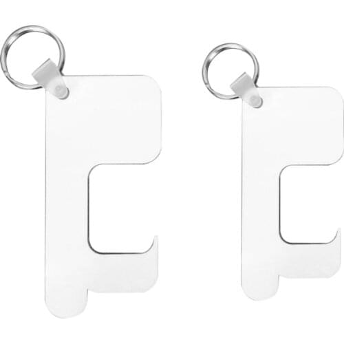 N7MF 10Pcs DIY Blank Sublimation Heat Transfer Germ Free Key Chain for Open Door Elevator Zero Touch Hand Free MDF Key Ring