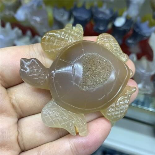 Natural agate tortoise Carved Crystal Healing Quartz Mineral home decoration for gifts 1pcs