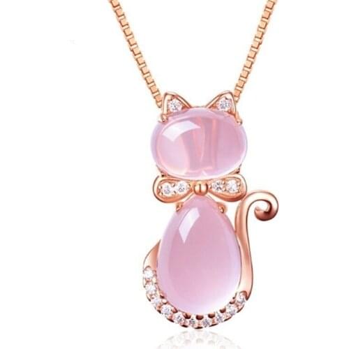 Cute Cat Pink Jewelry Necklace Girls Children Gift Necklace