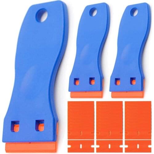 Plastic razor blades for automobile, 3 plastic razor tools and 30 plastic razor blades, plastic razor blades and razor tools