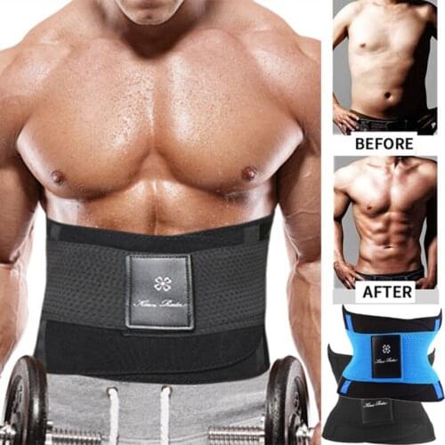 Mens Body Shaper Neoprene Abs Sauna Sweat Band Belly Slimming Belt Active Waist Trainer Trimmer with Adjustable Strap Shapewear