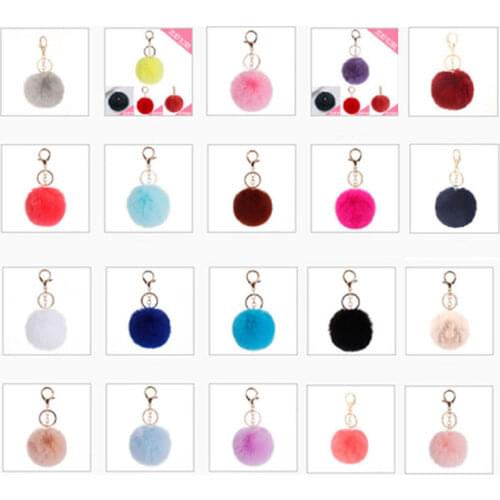 Fluffy Fur Pom Key Chain Soft Faux Plush Ball Car Pompom Key Chains ring Holder Women Bag Pendant Jewelry Gifts