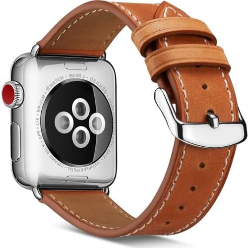 Genuine Leather Watch Band Strap for Apple Watch Band 6 5 4 3 2 1 SE Leather Wristband for Apple Watch 42mm 38mm Belt