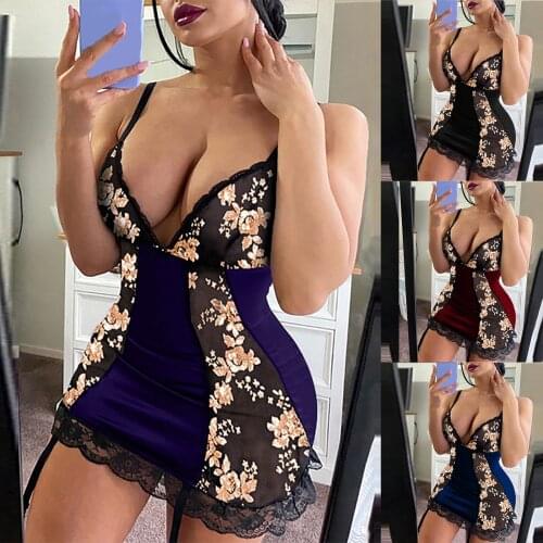 S-XXL Women Fashion Sleeveless Lace Loose Camisole Casual V-Neck Home Sleep Dress sexy lingerie plus size Flower embroidery T5