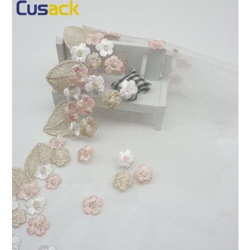 Cusack 1 yard 18 cm Mesh Lace Trim Ribbon for Garment Dress Trimmings Applique Home Textiles Sewing Crafts Pink High Quality