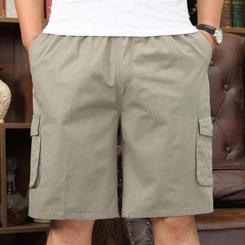 Good Quality Men Cotton Casual Shorts New Summer Men Loose Short Pants Men Elastic Waist Knee Length Tooling Shorts Size 5XL
