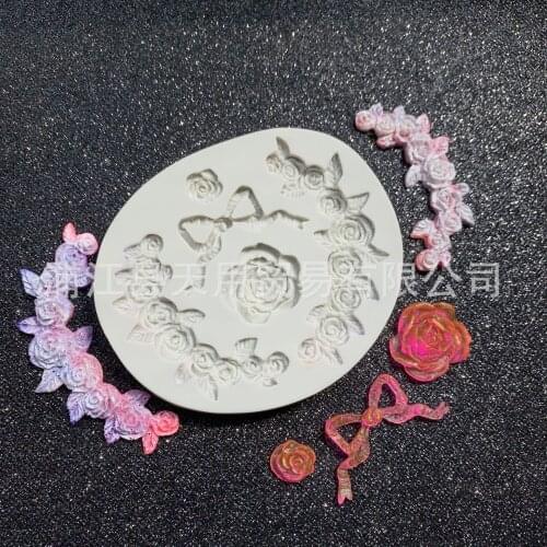 Fondant Cake Silicone Mold Rose Wreath Epoxy Clay Mold 15-709