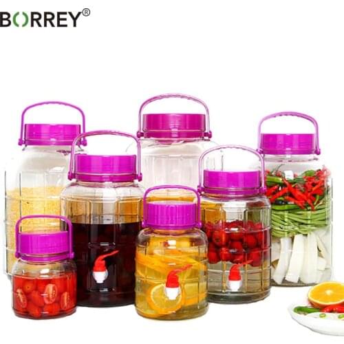 BORREYThicken Glass Pickle Jars Winemaking Korea Kimchi Jar Large-Capacity Sealed Tank Sauerkraut Container Food Pickling Bottle