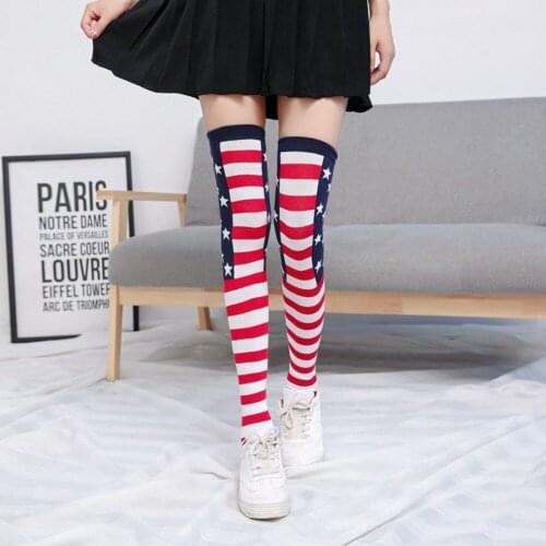 SzBlaZe Brands High Quality Cotton over the knee stockings Womens Stripe Comfortable Cheerleading style thigh high stocking
