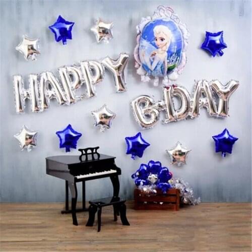 Frozen Elsa Princess Letter Start Aluminum Film Balloons Disney Cartoon Balloon Set Kids Birthday Party Home Decoration Supplies