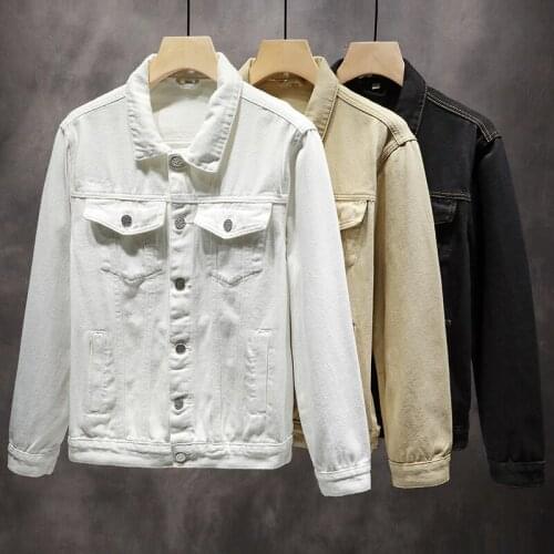 High-End Brand MenS Denim Jacket Trendy Retro Business Casual Loose Fashion All-Match Jean Coat White Black Khaki Male Clothing