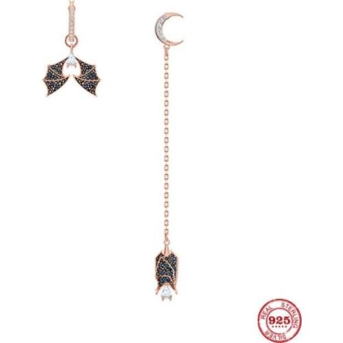 2020 New Fashion Charm Sterling Silver Original 1:1 Copy, Asymmetric Design Mysterious Bat Earrings Female Luxury Jewelry Gift