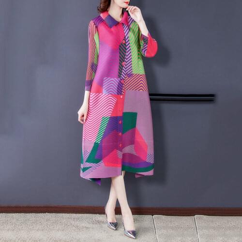 2021 New Summer Women Fashion Plus Size 4xl Print Maxi Dress Female Vintage Retro Button Up A-line Loose Long Dresses B56