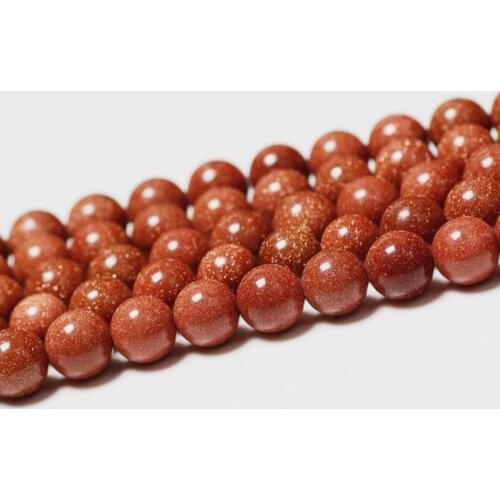 1strand/lot Natural Gold Sand Stone Charm Round Beads Loose Spacer Bead For DIY Necklace Bracelet Jewelry Making4/6/8/10/12 mm