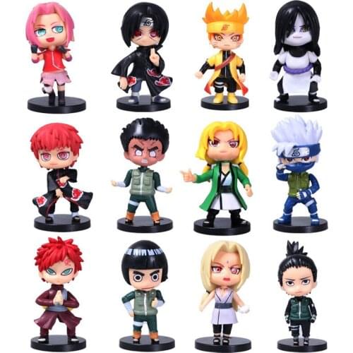 12pcs/set Naruto Doll Anime Shippuden Hinata Sasuke Itachi Kakashi Jiraiya Haruno Sakura Q Version Action Figures Kid Toys Gift