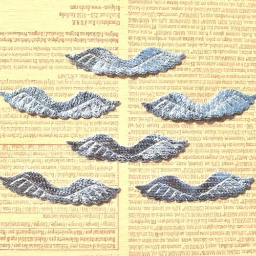 120Pcs Silver Angel Wing Patch Scrapbooks Appliques for DIY Sewing Supplies Kids Craft Accessorie K36