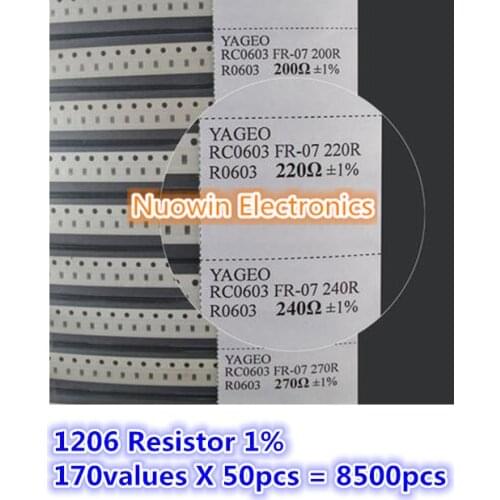1206 SMD Resistor Sample Book 1% Tolerance 170valuesx50pcs=8500pcs Resistor Kit 0R~10M 0R-10M