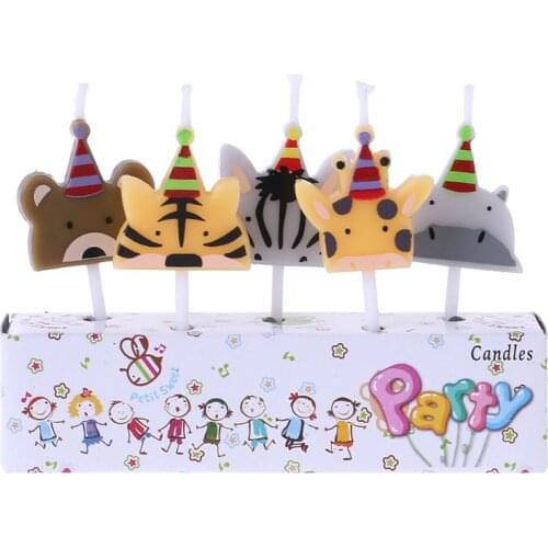 5Pcs/set Cute candle zoo party shape Carnival animal birthday candles