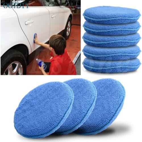 5 Pcs Microfiber Foam Sponge Polish Wax Applicator Pad Mat For Car Home Cleaning Blue MAY5