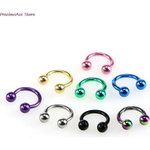 8 Pcs Colorful Steel Horseshoe Nose Septum Rings Ear Rings Body Piercing Nariz Jewelry Piercng 3 Sizes available 6mm/8mm/10 mm