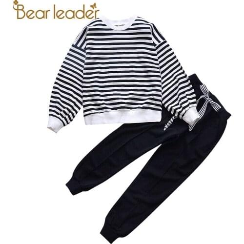 Bear Leader Autumn Teens Kids Girls Clothes Fashion Pullover Trousers 2pcs Suit Children Clothing for Girls Sportswear Set 4-12Y