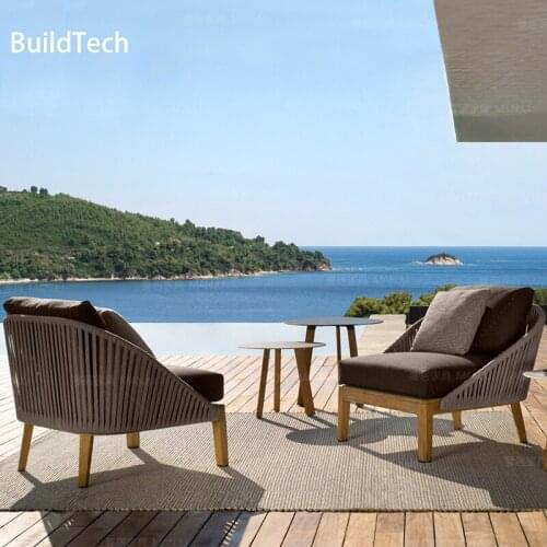 Free shipping Suitable for outdoor solid wood rattan sofa combination sunscreen waterproof teak rattan chair table and chair out