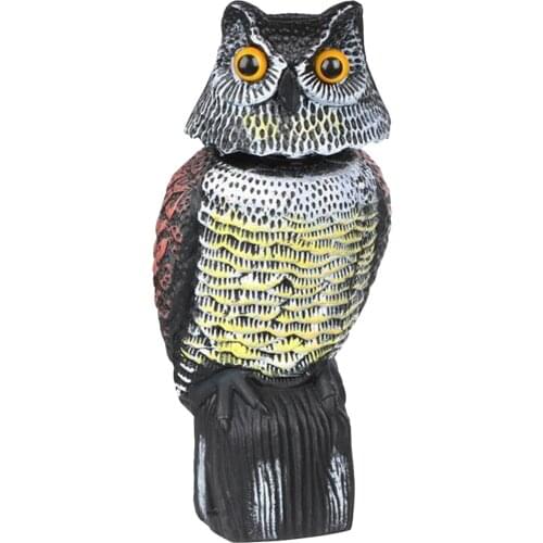 MagiDeal Large Realistic Owl Decoy w/ Rotating Head Bird Pigeon Crow Scarer Scarecrow