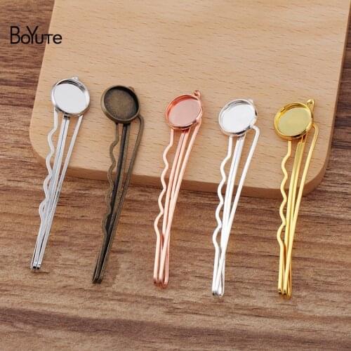 BoYuTe (30 Pieces/Lot) 12MM Cabochon Base Hairpin Blank Settings Diy Hair Accessories Materials Wholesale