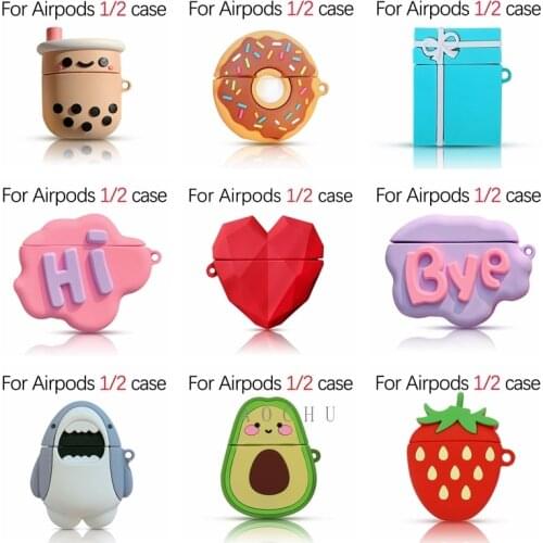 Cute Heart Avocado shark gift 3D earphone case for AirPods 1 2 pro charging box Soft silicone Wireless bluetooth earphone cover