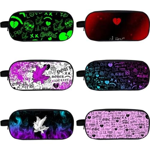3D Print Lil Peep Pattern Pencil Case Women Fashion Cosmetic Bag PencilBox Cosmetic Cases Makeup Bag Zipper School Girl Supplies