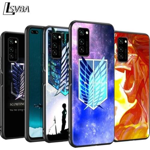 Anime attack on Titan Black Cover For Huawei P40 P30 P20 P10 P9 P8 Lite E 5G 2017 2019 Pro Plus Phone Case