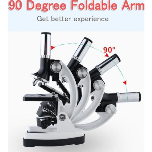 Digital Microscope 100X-1200X Kids Students All-Metal Microscope Biology Scientific Lab Microscopic Magnifier with Accessories