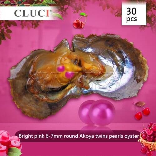 CLUCI 30pcs 6-7mm Bright Pink twins pearls oyster, round akoya pearl oysters, free shipping, can get 60pcs pearls WP227SB