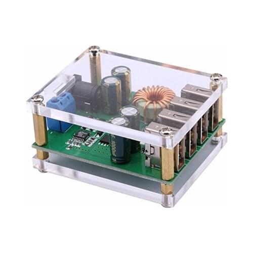 DC-DC 7-60V to 5V 5A 4 Four USB Output Buck Converter Step Down Power Supply Board Module With Case