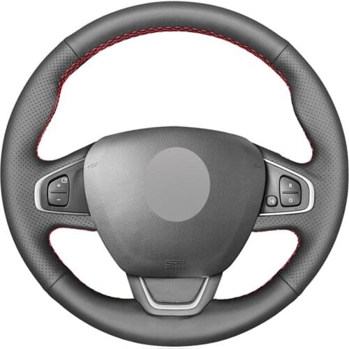 Black PU Faux Leather Hand-stitched Car Steering Wheel Cover for Renault Clio 4 (IV) Kaptur Captur 2016-2019