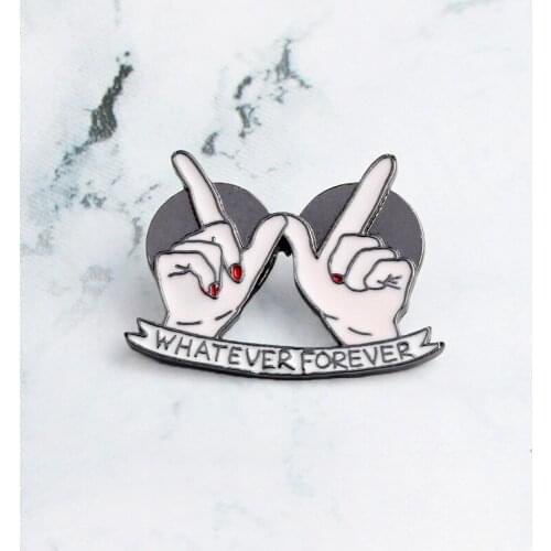 Heart Gesture Brooch Whatever Forever Eternal Love Good Friends Enamel Pin Denim Coat Badge BFF Couple Fashion Jewelry