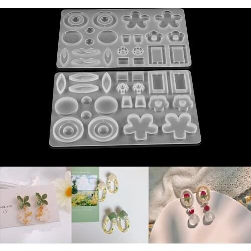 1pcs Crystal Epoxy Resin Mold Earring Flower Pendant Mold Casting Silicone Molds for Earrings Jewelry Making Tools Accessories